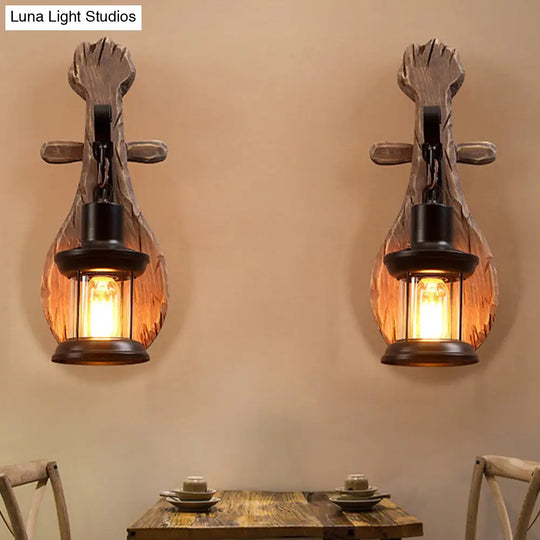 Coastal Clear Glass Lantern Wall Sconce With Spoon: Stylish Dining Room Lighting Fixture