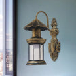 Coastal Outdoor Wall Sconce Lighting: Clear Glass Kerosene Shade With Black/Copper/Bronze Finish