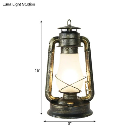 Coastal Style Kerosene Table Lamp - Opal Glass Brass Finish 1-Light Desk Lighting