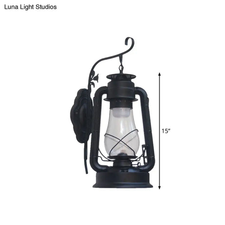 Coastal Style Wall Mounted Kerosene Light Fixture With Clear Glass - Available In Black Bronze Or