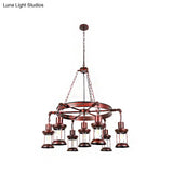 Coastal Weathered Copper Chandelier With 7 Lights - Rustic Metal Lantern Pendant Lamp