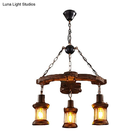 Coastal Wood Anchor Pendant Light In Beige For Coffee Shops