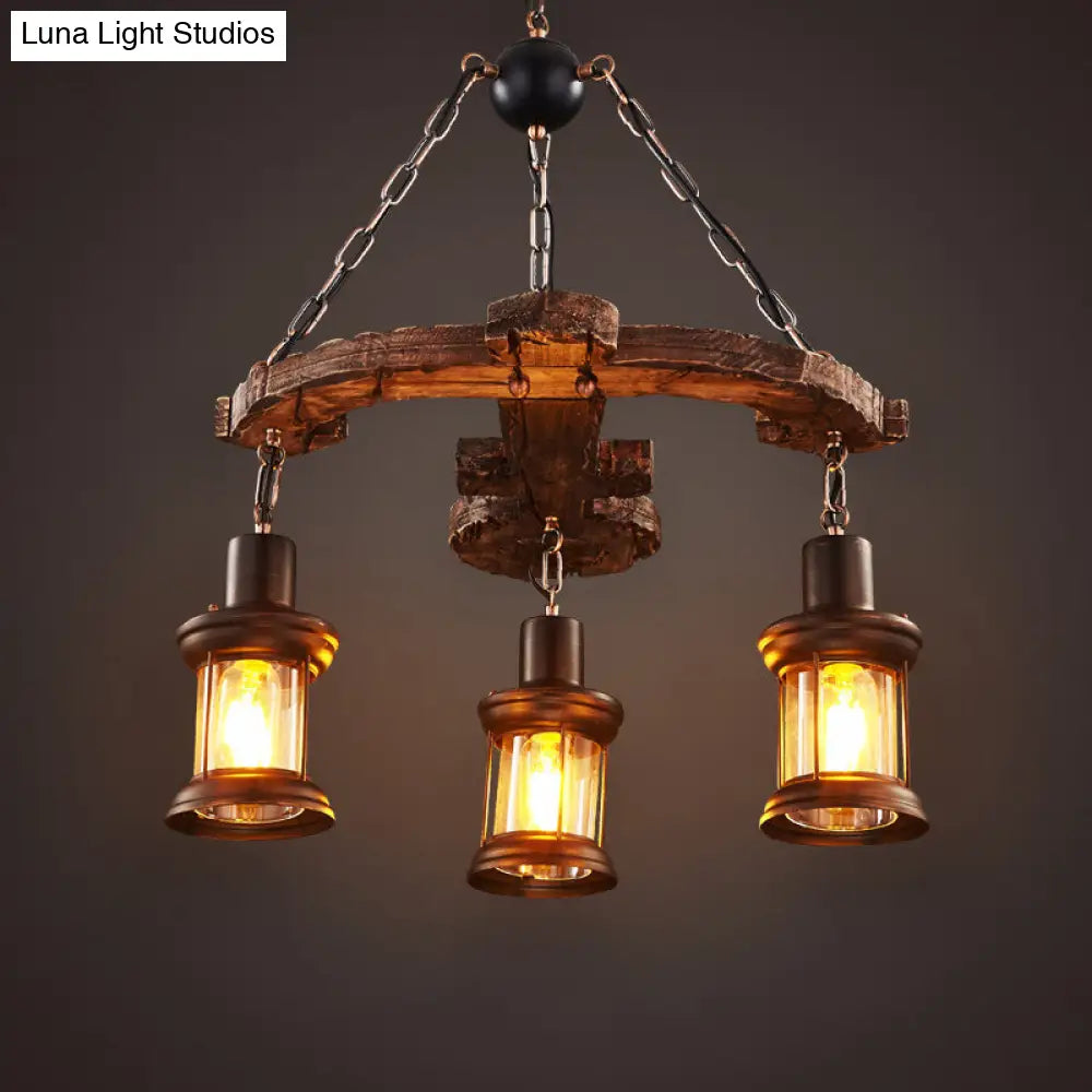 Coastal Wood Anchor Pendant Light In Beige For Coffee Shops