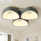 Coconut Shell Flush Light Fixture - Grey Nordic Ceiling Lamp (3/5 Lights) In White/Warm/Natural