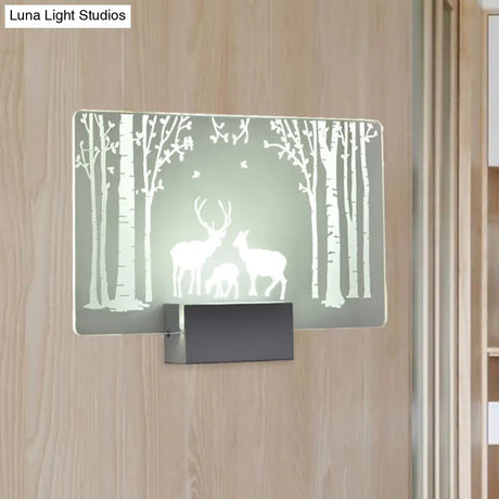 Coconut Tree/Elk Led Wall Mount Lamp With Aluminum Shade For Bedroom Artistry Lighting