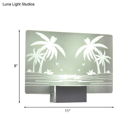 Coconut Tree/Elk Led Wall Mount Lamp With Aluminum Shade For Bedroom Artistry Lighting
