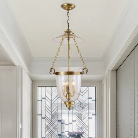 Colonial 3-Head Clear Glass Candle Chandelier Pendant Light Fixture For Living Room