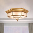 Colonial Brass Ceiling Light With Prismatic Milky Glass - 4/6 Bulbs Ideal For Living Rooms 17’ Or