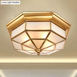 Colonial Brass Ceiling Light With Prismatic Milky Glass - 4/6 Bulbs Ideal For Living Rooms 17’ Or