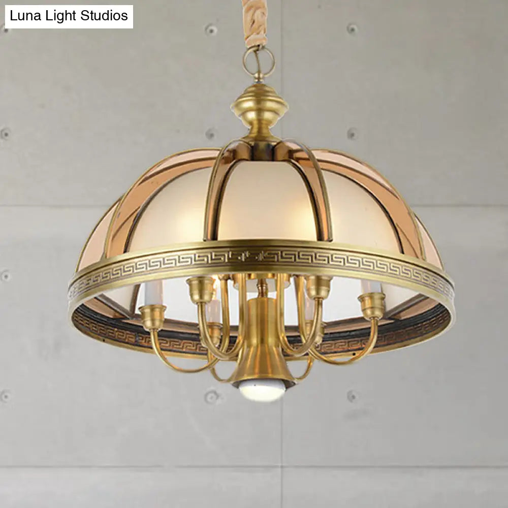 Colonial Brass Chandelier: 7-Bulb Hanging Lamp For Kitchen - 16.5/20.5 Wide