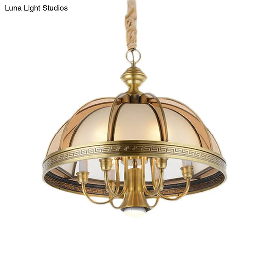 Colonial Brass Chandelier: 7-Bulb Hanging Lamp For Kitchen - 16.5/20.5 Wide