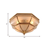 Colonial Brass Curved Glass Flush Light Fixture For Living Room 16.5/18 W