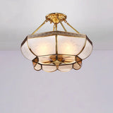 Colonial Brass Satin Opal Glass Semi Flush Mount Ceiling Light Fixture 3/4 Bulbs 14’/18’ Dia -
