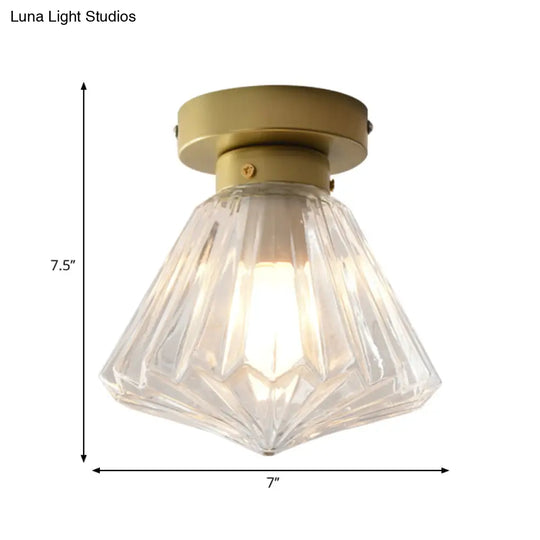 Colonial Clear Glass Scalloped Ceiling Fixture For Kitchen 6.5/7 W