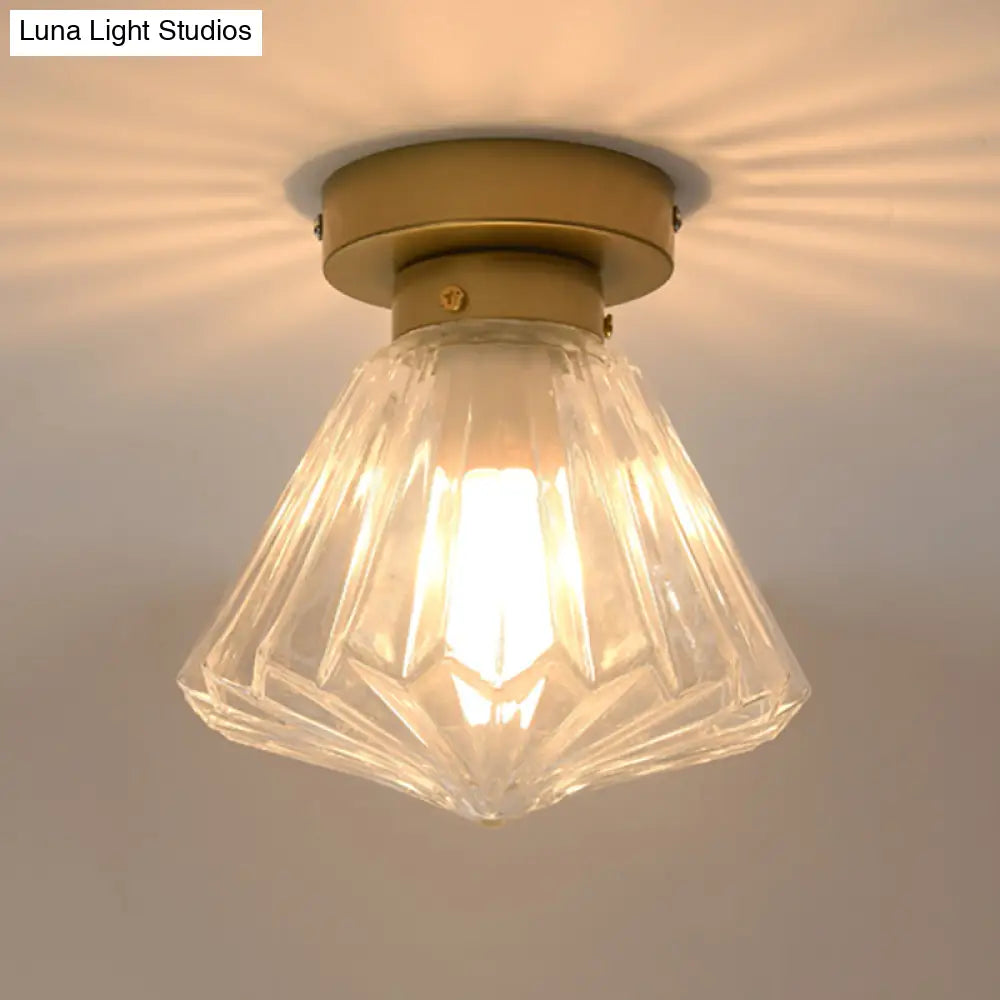 Colonial Clear Glass Scalloped Ceiling Fixture For Kitchen 6.5’/7’ W