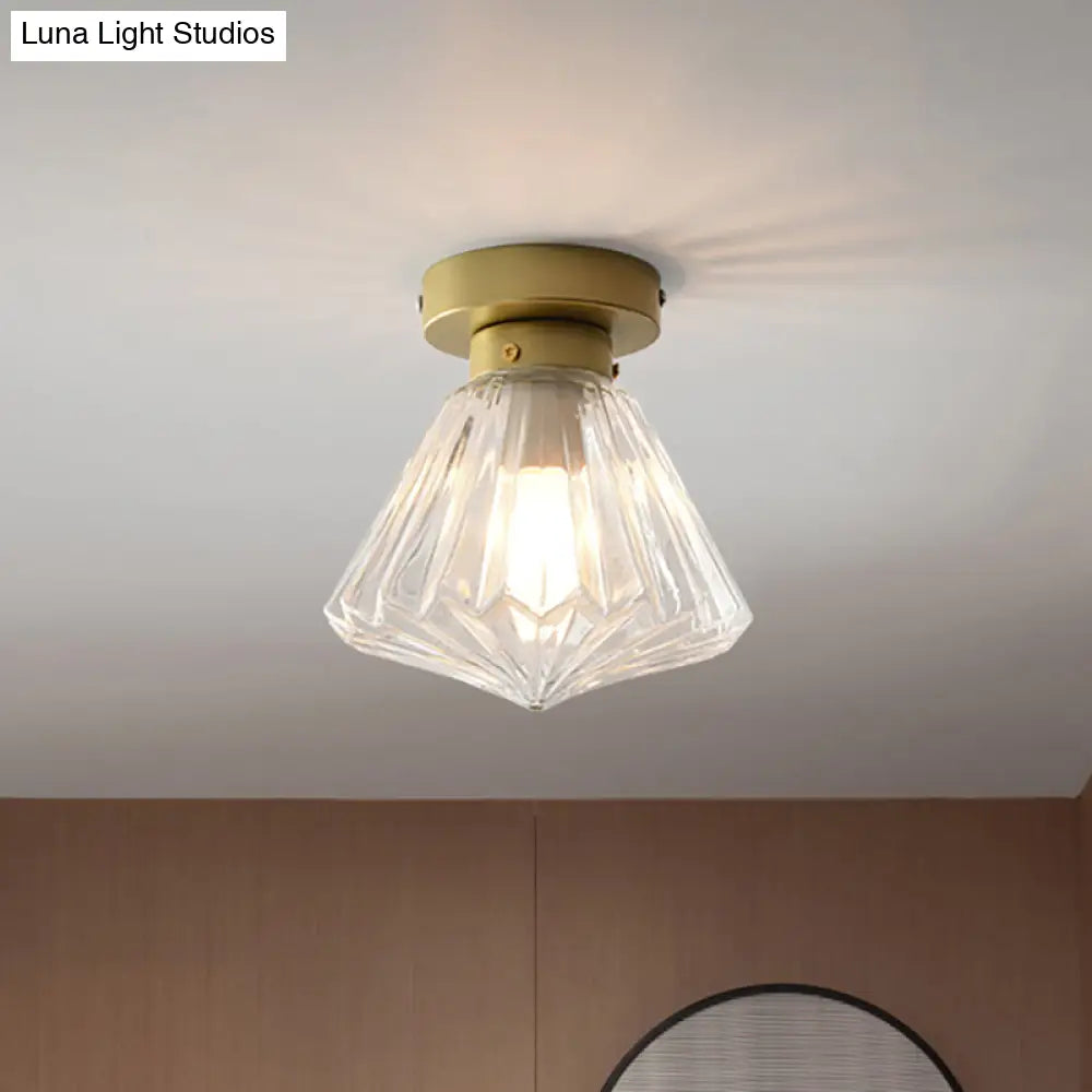 Colonial Clear Glass Scalloped Ceiling Fixture For Kitchen 6.5/7 W / 7