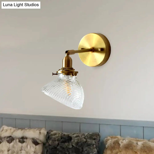 Colonial Curved Glass Wall Sconce With Prism Clear/Green Light Fixture