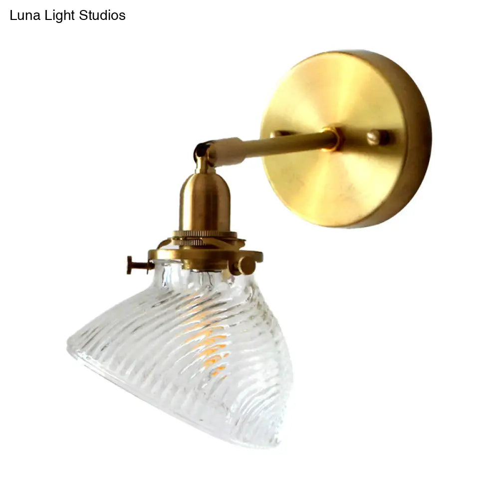 Colonial Curved Glass Wall Sconce With Prism Clear/Green Light Fixture