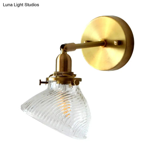 Colonial Curved Glass Wall Sconce With Prism Clear/Green Light Fixture
