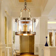 Colonial Drum Chandelier Pendant Light - Clear Glass Suspension Lamp For Living Room (14.5/18 W)