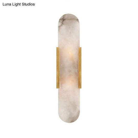 Colonial Gold/Black Marble Wall Sconce Lighting For Dining Room - 2 Bulbs Bar Flush Mount