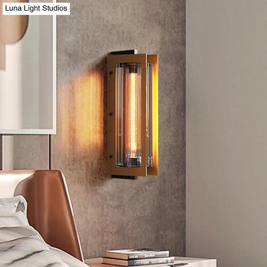Colonial Gold Wall Sconce With Clear Glass Shade