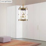 Colonial-Inspired Triple Head Clear Glass Chandelier In Gold - Cylindrical Pendant Lighting Fixture