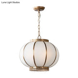 Colonial Lantern Pendant Chandelier For Bedroom White Glass 16/19.5 Width 3/6 Heads