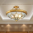 Colonial Seeded Glass Semi-Flush Mount Ceiling Light Fixture - Brass 4/6 Bulbs 19.5’/25.5’ W / 19.5’