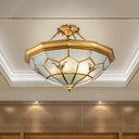 Colonial Seeded Glass Semi-Flush Mount Ceiling Light Fixture - Brass 4/6 Bulbs 19.5’/25.5’ W / 19.5’