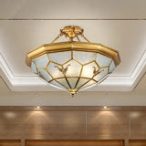 Colonial Seeded Glass Semi-Flush Mount Ceiling Light Fixture - Brass 4/6 Bulbs 19.5’/25.5’ W / 19.5’