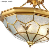 Colonial Seeded Glass Semi-Flush Mount Ceiling Light Fixture - Brass 4/6 Bulbs 19.5’/25.5’ W