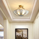 Colonial Style 4-Light Brass Chandelier With Textured White Glass - Dining Room Pendant Light