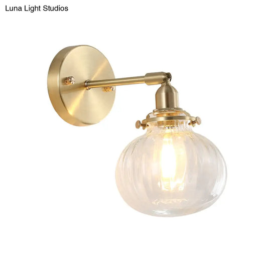 Colonial Wall Lamp With Clear/Cognac Prismatic Glass And Gold Finish