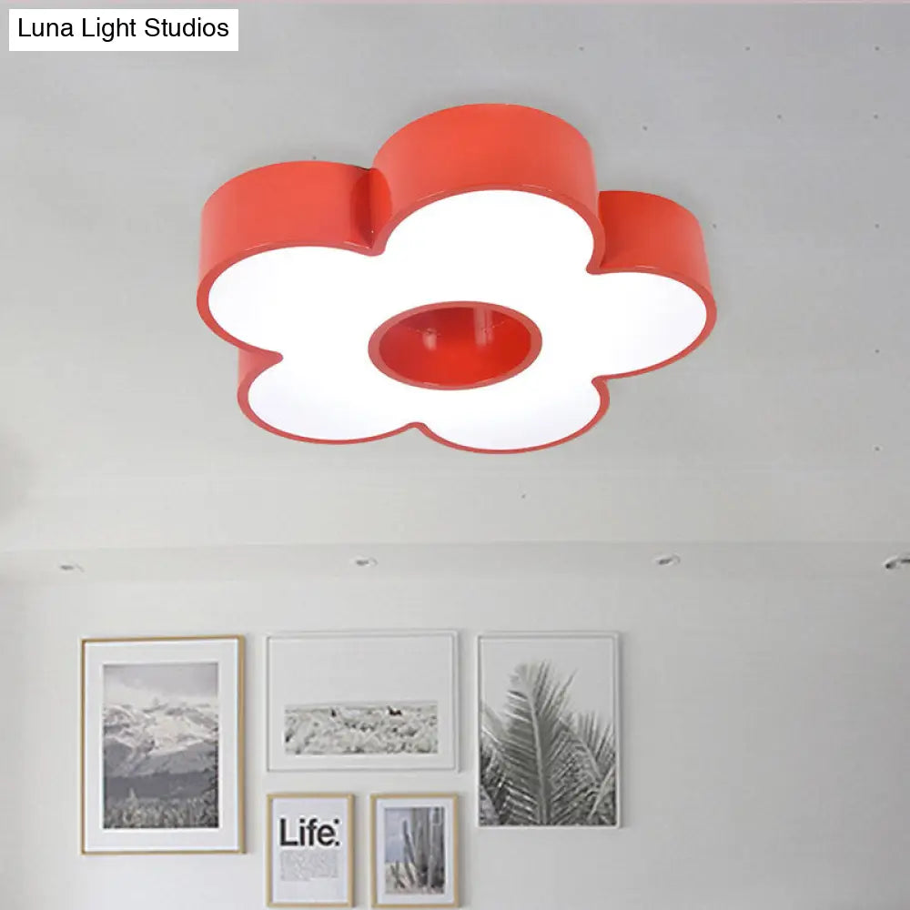 Colorful Acrylic Flower Led Ceiling Light For Kindergarten Red