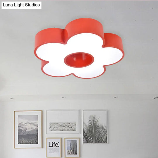 Colorful Acrylic Flower Led Ceiling Light For Kindergarten Red