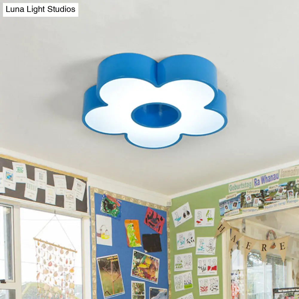 Colorful Acrylic Flower Led Ceiling Light For Kindergarten Blue