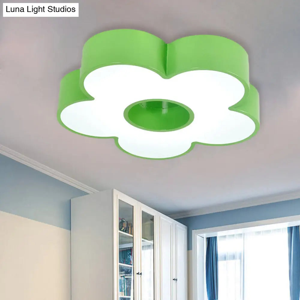 Colorful Acrylic Flower Led Ceiling Light For Kindergarten Green