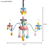 Colorful Curved Chandelier Lights: Pink And Yellow Metallic Pendant Lamp With Or Without Shade