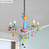 Colorful Curved Chandelier Lights: Pink And Yellow Metallic Pendant Lamp With Or Without Shade