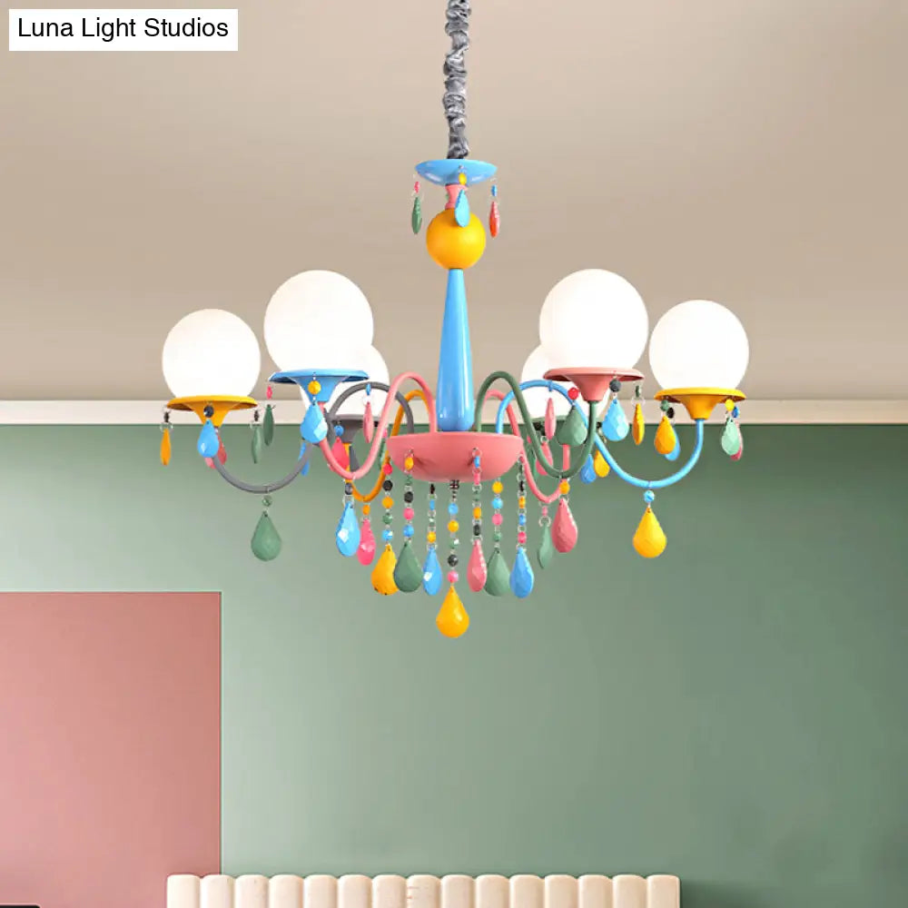 Colorful Curved Chandelier Lights: Pink And Yellow Metallic Pendant Lamp With Or Without Shade