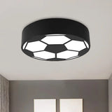 Colorful Football Flushmount Children’s Led Ceiling Light With Acrylic Shade Black