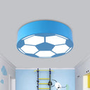 Colorful Football Flushmount Children’s Led Ceiling Light With Acrylic Shade Blue