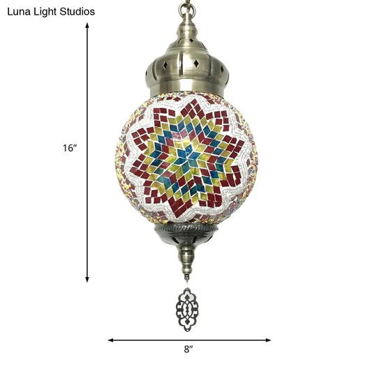 Colorful Glass Antique Ball Hanging Light With 1/6 Bulbs - Ideal For Living Room Suspension