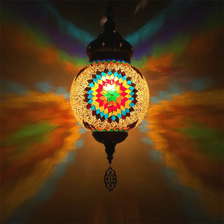 Colorful Glass Antique Ball Hanging Light With 1/6 Bulbs - Ideal For Living Room Suspension Copper /
