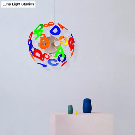 Colorful Kids Globe Ceiling Pendant Light With 4 Plastic Lights For Nursing Room