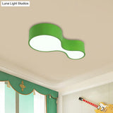 Colorful Led Flush Mount Lamp For Kids’ Corridors - Red/Yellow/Blue Finish With Gourd Acrylic Shade