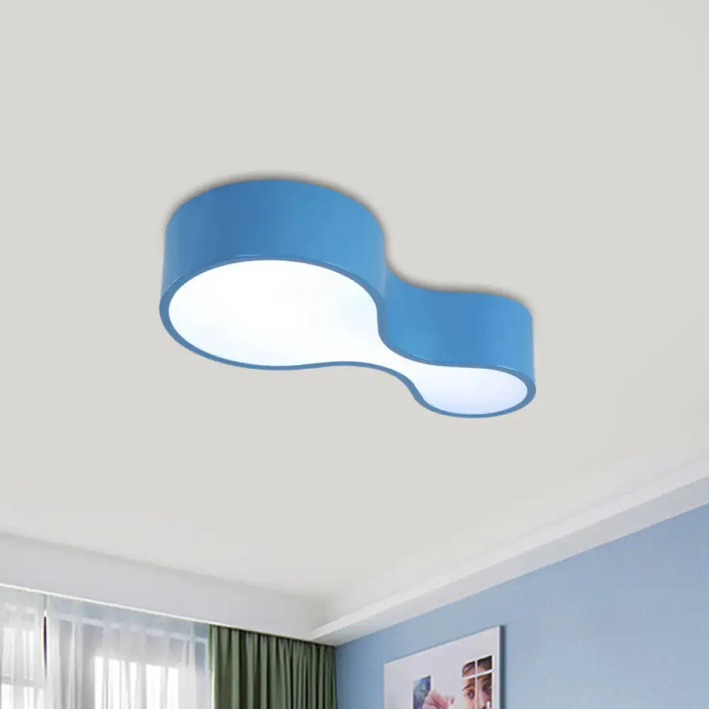 Colorful Led Flush Mount Lamp For Kids’ Corridors - Red/Yellow/Blue Finish With Gourd Acrylic