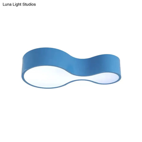Colorful Led Flush Mount Lamp For Kids’ Corridors - Red/Yellow/Blue Finish With Gourd Acrylic Shade