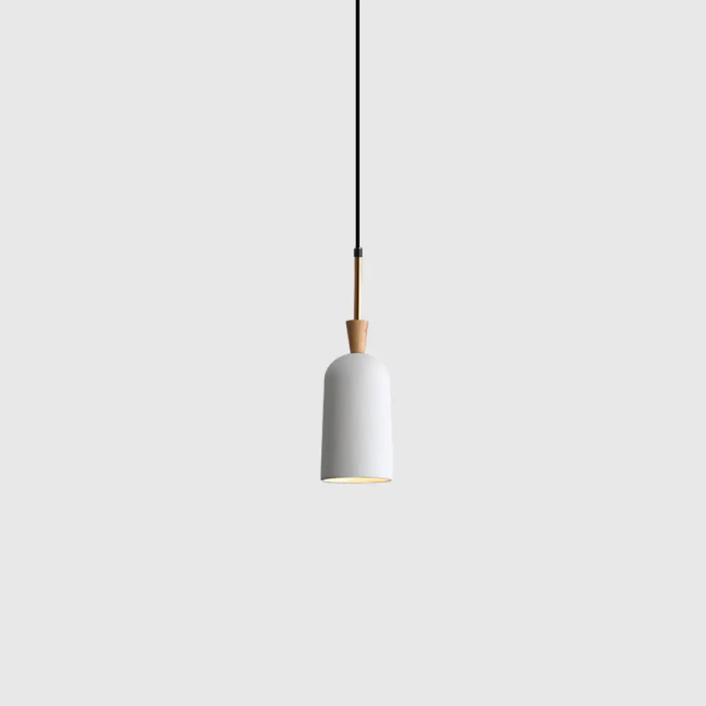 Colorful Macaron Pendant Light With Metal Shade - Industrial Hanging Lamp White / 4’